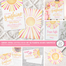 Bright Pink Little Ray Of Sunshine Sun Baby Shower