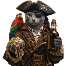 Russian Blue Pirate Cat - Fortune Favors The Bold