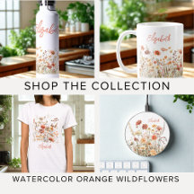 Orange Watercolor Wildflower Home Collection
