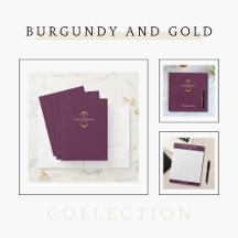 Modern Burgundy Gold Monogram