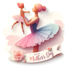 Cute Watercolor Ballerina Mom silhouette dancing