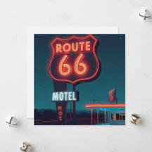 Neon Route 66 Night Road Illustration