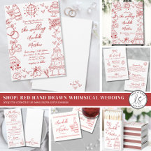 Red Italian Hand Drawn Quirky Whimsical Wedding