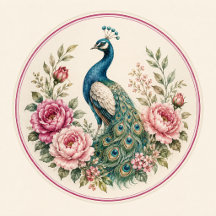 Wedding Peacock Botanical Vintage