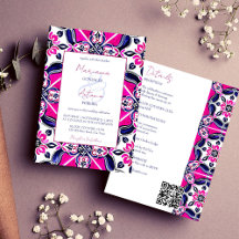Pink blue jewel Mexican tiles wedding