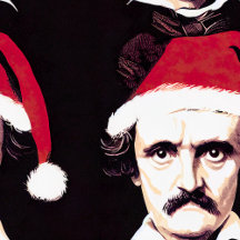 Edgar Allan Poe Bearing a Santa Hat