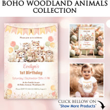 Boho Woodland Animals Girl Birthday