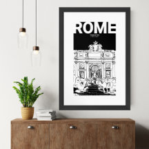 Rome Views Black & White Travel Sketches