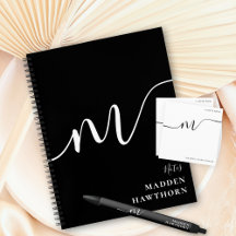 Modern Monogram Black & White Script Calligraphy