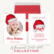 Christmas Holiday Cute Whimsical Santa and Elf Hat