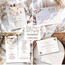 Blush Peony & Gold Burgundy Floral Wedding Suite