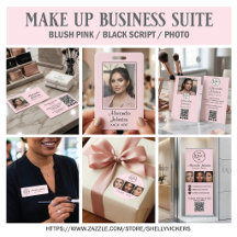 Blush Pink Black Script Photo Logo Makeup Suite