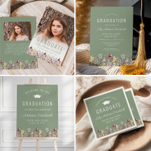 Wildflower Meadow Sage Green Graduation Suite
