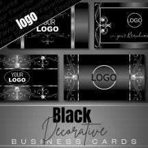 Business Cards Logo Ornate Black and White