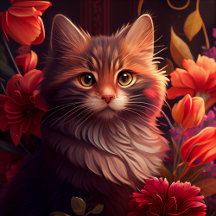 Cartes Postales Cat Fleur