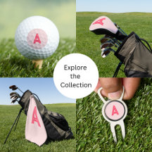 Pink Red Monogram Golf Accessories Gift Ideas