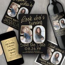 50th Birthday Party Invites & Decor • Black & Gold