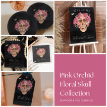 Pink Orchid Floral Skull