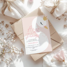 Baby shower elegant pink girly  swan
