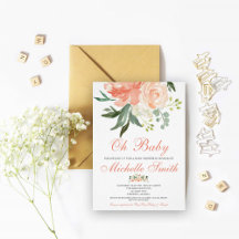 Peach Floral Baby Shower Set