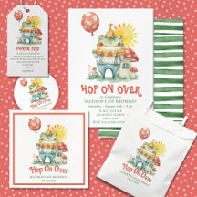 Hop On Over Cute Clown Frog Cottagecore Birthday