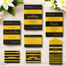 Modern Chic Black And Gold Stripes Luxury Wedding