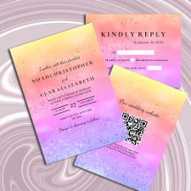 Rainbow Wedding invitation Colorful trendy love