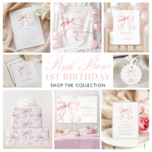 Pink Bow First Birthday Party Collection