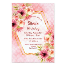 30th birthday party - coral flowers geometric 