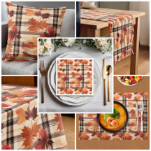 Plaid Fall Autumn Leaves Home Collection
