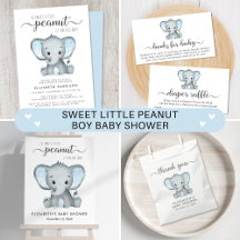 Elephant Sweet Little Peanut Baby Boy Shower