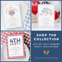 Red White and Blue 4th of July Party Invitations