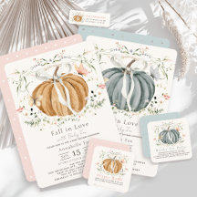 Pumpkin Wildflowers & Butterflies Bow Baby Shower