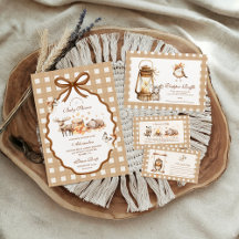 Woodland Baby Shower Gingham Neutral