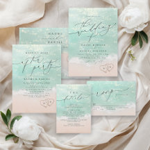 Modern Script Hearts In The Sand Beach Wedding 