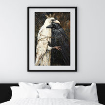 Majestic White Raven King Decoupage Tissue Paper 