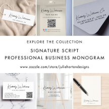 Signature Script Business Monogram - White