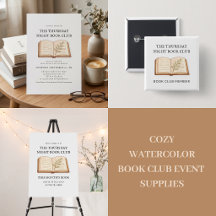 Cozy Watercolor Book Club Event Supplies