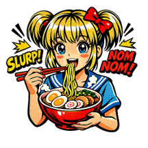 Anime Girls and Raman Noodles Pop Art