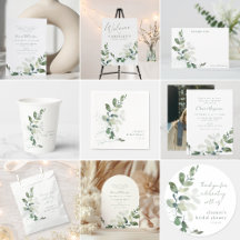 Minimalist Eucalyptus Watercolor Bridal Shower