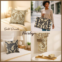 Luxury Persian Heritage Gold Ornate Paisley 