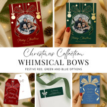 Whimsical Ribbons Bows Red Green Blue Christmas