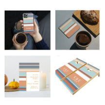 Coral and Blue Modern Stripes