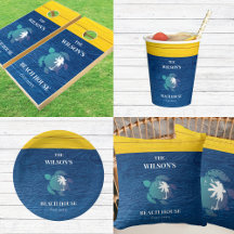 SEA TURTLE BLUE AND YELLOW WOOD