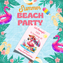 Summer Birthday Party Invitations | Beach & Pool 