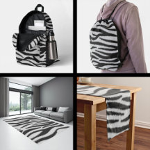 Realistic Fur Black and White Zebra Stripes Patter