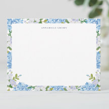 Elegant Dusty Blue Hydrangea Personal Stationery