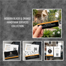 Modern Black Orange Handyman Services Collection