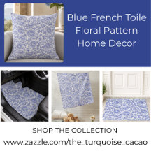 Blue French Toile Floral Pattern Home Decor