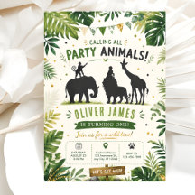 Safari Jungle Animals Birthday Invitation